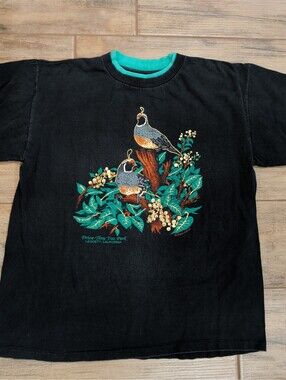Vtg 90s Drive Thru Tree Park Leggett CA Quail T Shirt XL Belton Single Stitch